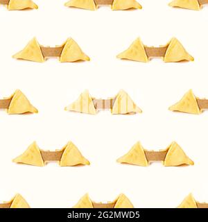 Cookies de fortune chinois sans couture sur fond clair. Banque D'Images