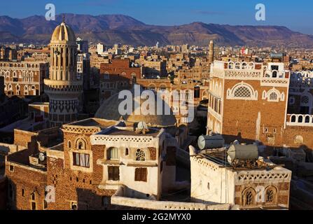 Yémen, Sanaa, Vieille Ville, classé au Patrimoine Mondial de l'Unesco. Banque D'Images