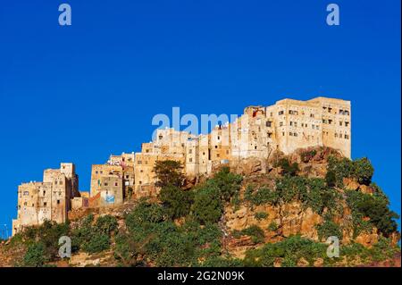 Yémen, montagnes centrales, village d'Al Mahwit. Banque D'Images