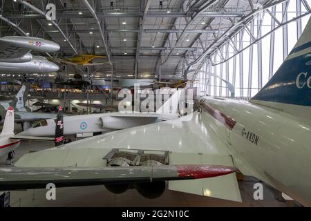 Duxford Angleterre Mai 2021 vue arrière de l'avion Concorde au musée Duxford Banque D'Images