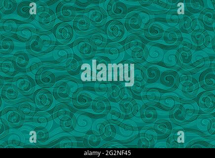 Motif fluide avec vagues dans les tons verts Banque D'Images