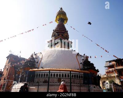 Kaathe Swayambhu Shree GHA chaitya réplique miniature de Swayambhunath au lieu populaire de pèlerinage tibétain pour les napali et les voyageurs étrangers Banque D'Images