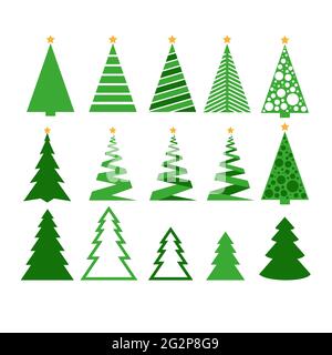Ensemble moderne de symboles abstraits pour sapin de Noël. Illustration de Vecteur