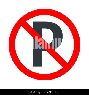 Parking non autorisé, panneau rouge interdit avec icône de stationnement isolée sur fond blanc Illustration de Vecteur