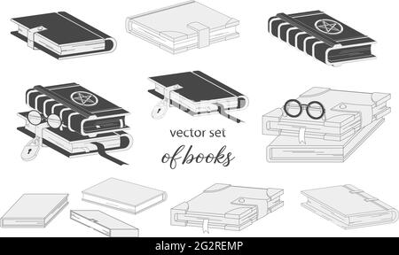 ensemble vectoriel de livres, conception de livres, lire Illustration de Vecteur