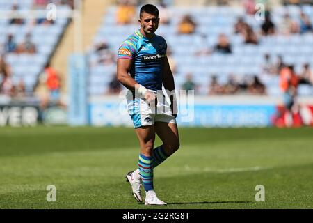 COVENTRY, ROYAUME-UNI. 12 JUIN. DaN Kelly, de Tigers, regarde pendant le match Gallagher Premiership entre London Wasps et Leicester Tigers à la Ricoh Arena, Coventry, le samedi 12 juin 2021. (Crédit : James HolyOak | MI News) crédit : MI News & Sport /Alay Live News Banque D'Images