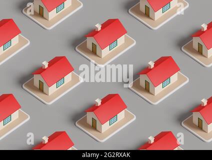 Motif isométrique sans couture pour l'immobilier. illustration 3d. Banque D'Images