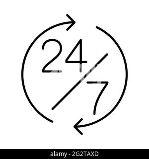 24 7 prendre en charge le symbole de ligne mince, icône. Illustration vectorielle EPS10 Illustration de Vecteur