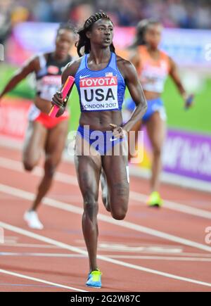 Tori Bowie (États-Unis). Médaille d'or du relais 4x400 - Championnats du monde IAAF - Londres 2017 Banque D'Images