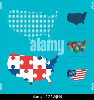 Collection de cartes des États-Unis en arrière-plan Illustration de Vecteur