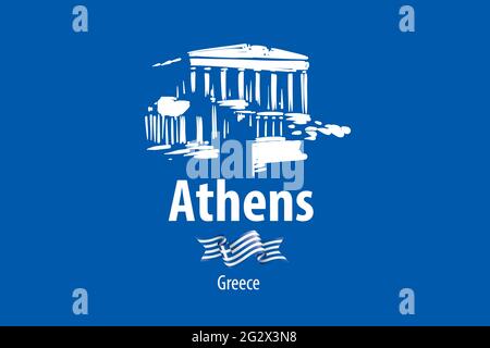 Illustration vectorielle d'un ancien bâtiment grec à Athènes en Grèce Illustration de Vecteur