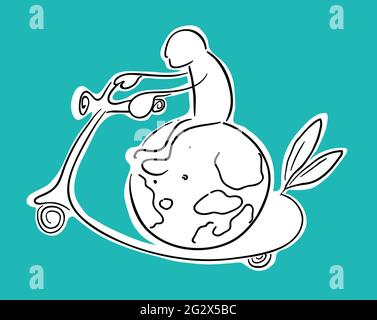 Homme à cheval avec Green Power éco-friendly concept dessin animé illustration Illustration de Vecteur