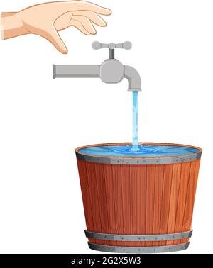 Concept d'économie d'eau avec l'illustration de chute d'eau du robinet Illustration de Vecteur