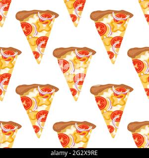 Motif brillant sans couture avec tranches de pizza Illustration de Vecteur