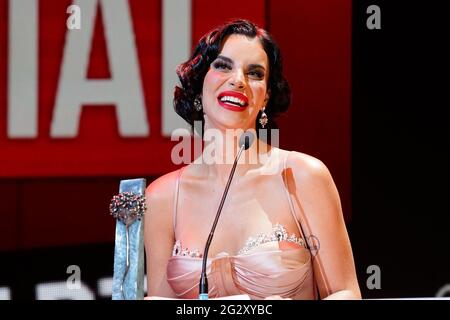 Malaga, Espagne. 12 juin 2021. Jedet vu pendant le Gala de clôture du Festival de Malaga 2021 au Teatro Cervantes.'El Ventre del Mar', un film réalisé par Agusti Villaronga, ont été le film le plus récompensé pendant le Festival de Malaga 2021. Crédit : SOPA Images Limited/Alamy Live News Banque D'Images