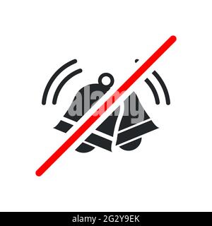 Le son fort n'est pas autorisé. Gardez le signe rouge calme interdit avec l'icône de sonnerie sur fond blanc Illustration de Vecteur