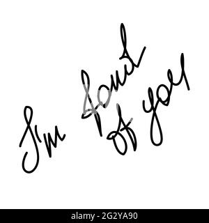 Calligraphie Déclaration d'amour écrite à la main, synonyme de l'expression Je t'aime. Saint Valentin. Illustration de Vecteur