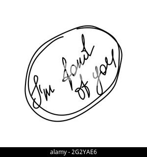 Calligraphie Déclaration d'amour écrite à la main, synonyme de l'expression Je t'aime. Saint Valentin. Illustration de Vecteur