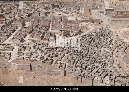 Un modèle de Jérusalem à l'échelle de 1:50, également connu sous le nom de modèle de Jérusalem à la fin de la période du second Temple. Musée d'Israël, Jérusalem. Israël Banque D'Images