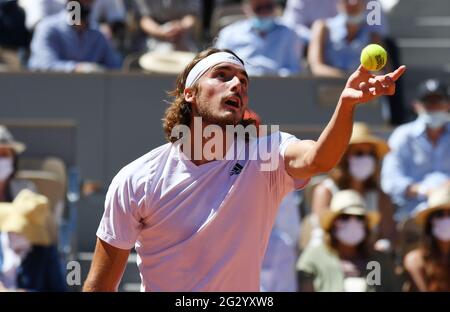 Paris, FRA. 13 juin 2021. Paris, Roland Garros, French Open Day 15 13/06/2021 Stefanos Tsitsipas (GRE) Mens final Match Credit: Roger Parker/Alay Live News Banque D'Images