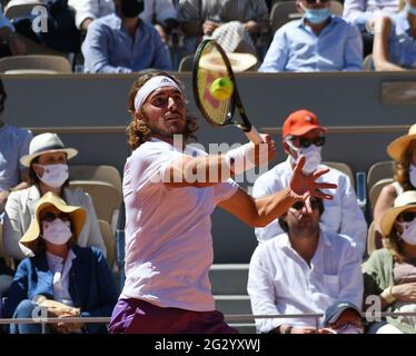 Paris, FRA. 13 juin 2021. Paris, Roland Garros, French Open Day 15 13/06/2021 Stefanos Tsitsipas (GRE) Mens final Match Credit: Roger Parker/Alay Live News Banque D'Images