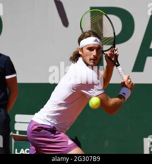 Paris, FRA. 13 juin 2021. Paris, Roland Garros, French Open Day 15 13/06/2021 Stefanos Tsitsipas (GRE) Mens final Match Credit: Roger Parker/Alay Live News Banque D'Images