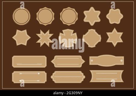 Ensemble d'étiquettes de badge vintage de couleur marron clair Illustration de Vecteur
