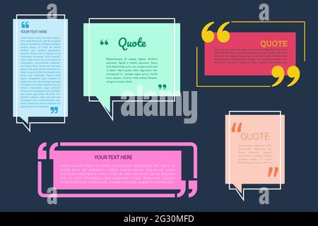 Jeu coloré de témoignages, boîte de citation, bulle de discours Illustration de Vecteur