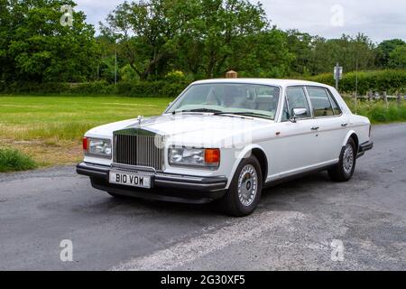 1986 80s White Rolls Royce la 58e course annuelle de Manchester à Blackpool Vintage & Classic car Run l'événement est un « Touring Assembly » Banque D'Images