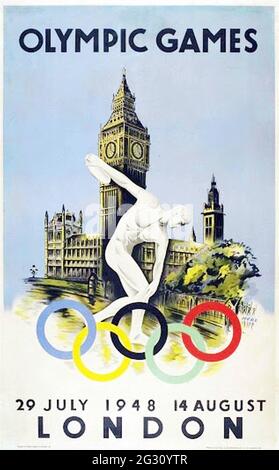 Affiche olympique de Londres millésime de 1948 Banque D'Images