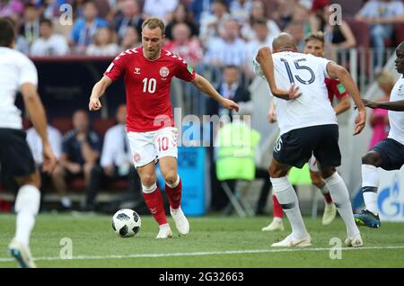 Moscou, russe. 26 juin 2018. MOSCOU, russe 26 JUIN 2018: Joueur CHRISTIAN ERIKSEN EN action pendant la coupe du monde de la Fifa Russie 2018, Groupe C, match de football entre LE DANEMARK V FRANCE au stade Luzhniki MOSCOU. Crédit : Agence photo indépendante/Alamy Live News Banque D'Images