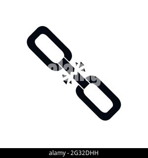 Chaîne cassée, concept de liberté isolé sur blanc. Vecteur. Illustration de Vecteur