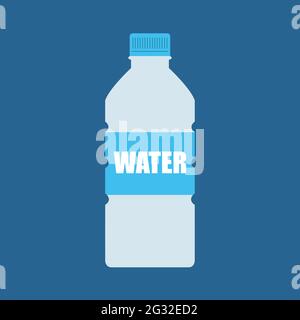 Icône de bouteille d'eau isolée sur fond bleu Illustration de Vecteur