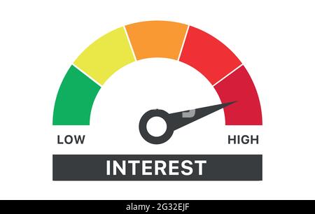 Modèle d'illustration présentant une échelle de mesure de taux d'intérêt bas Illustration de Vecteur