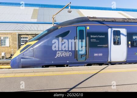 British Rail classe 395 train Javelin à Beckenham dans le Kent. Banque D'Images