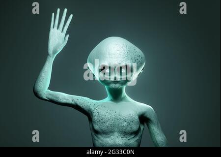 Portrait d'une vie extraterrestre extraterrestre extraterrestre forme de l'agitant. Illustration 3D. Banque D'Images