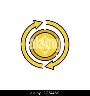 Illustration du scénario de l'icône de remboursement d'argent. Bonus de remboursement en espèces, retour d'argent, remise en argent concept d'icône pour e-commerce, boutique en ligne et marketp Illustration de Vecteur