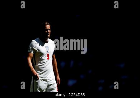 Londres, Grande-Bretagne. 13 juin 2021. Harry Kane, en Angleterre, est vu lors du match du groupe D entre l'Angleterre et la Croatie lors du championnat de l'UEFA Euro 2020 à Londres, en Grande-Bretagne, le 13 juin 2021. Credit: Han Yan/Xinhua/Alay Live News Banque D'Images