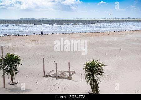 Panorama sur la plage sur la côte Atlantique en France Banque D'Images
