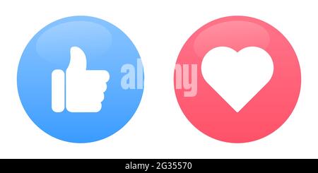 Icônes pouce vers le haut ou ike et cœur. Conception pour site Web et application mobile Illustration de Vecteur