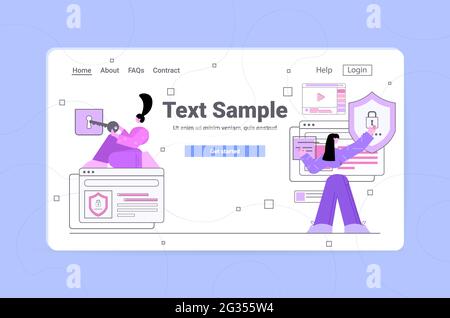 les femmes d'affaires saisissant un code d'accès dans le concept de protection de la confidentialité des données des applications informatiques Illustration de Vecteur