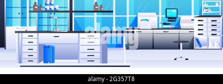 vide aucun laboratoire de recherche chimique avec différents équipement scientifique concept d'éducation scientifique en milieu de travail Illustration de Vecteur