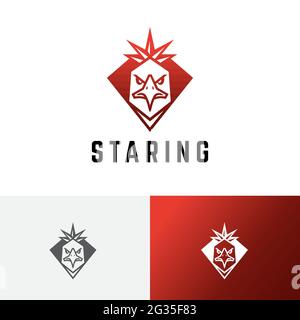 Logo Eagle Hawk Falcon Red Star Crown Shield Illustration de Vecteur