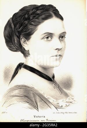 Victoria Adélaïde, 21.11.1840 - 5.8. 1901, German Empress 9.3.1888 - 15.6.1888, portrait, lithographie, DROITS-SUPPLÉMENTAIRES-AUTORISATION-INFO-NON-DISPONIBLE Banque D'Images