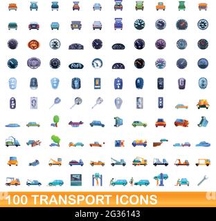 100 icônes de transport. Cartoon illustration de 100 icônes de transport vector set isolé sur fond blanc Illustration de Vecteur