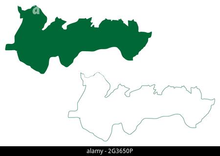 Région de North Garo Hills (État de Meghalaya, République de l'Inde) carte illustration vectorielle, croquis de gribouillage carte de North Garo Hills Illustration de Vecteur