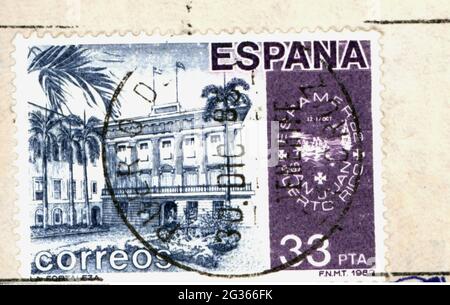 Courrier, timbres-poste, Espagne, 35 timbres-poste peseta, la Fortaleza sur Porto Rico, 1982, DROITS-SUPPLÉMENTAIRES-AUTORISATION-INFO-NON-DISPONIBLE Banque D'Images