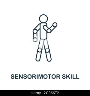 Icône de la ligne de compétence du capteur. Création de contours à partir de la collection d'icônes d'intelligence artificielle. Icône de compétence sensorimotor mince pour infographics et Illustration de Vecteur
