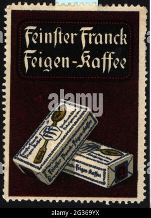 Publicité, timbres-affiches, boissons, café, café de figue « Franck », VERS 1910, INFO-AUTORISATION-DROITS-SUPPLÉMENTAIRES-NON-DISPONIBLE Banque D'Images