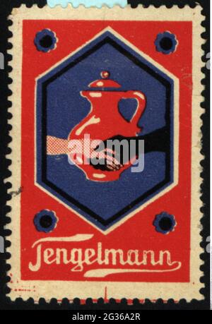 Publicité, timbres-affiches, boissons, café, « Tengelmann », VERS 1910, INFO-AUTORISATION-DROITS-SUPPLÉMENTAIRES-NON-DISPONIBLE Banque D'Images